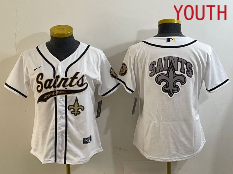 Youth New Orleans Saints Blank White Joint Name 2024 Nike Limited NFL Jersey style 6->youth nfl jersey->Youth Jersey